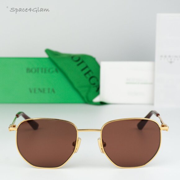 BRAND NEW Bottega Veneta BV1301S 003 Gold Brown Split Panthos Unisex Sunglasses - Picture 2 of 11